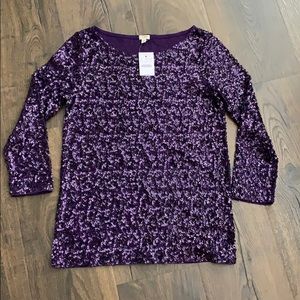 J. Crew Factory sequin 3/4 sleeve Tee